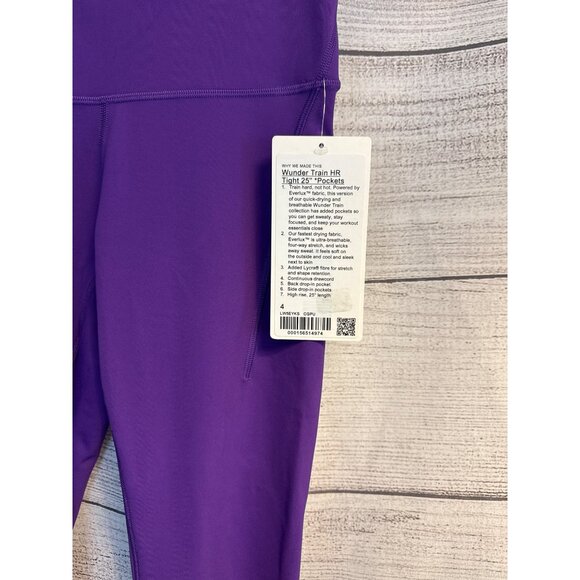 NWT Lululemon Wunder Train HR Tight 25" College Purple Leggings Size 4 - Picture 2 of 4